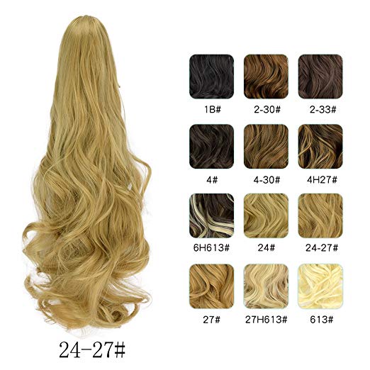 20〞Claw Ponytail Clip in Hair Extensions Hairpiece Synthetic Light Curly Soft Silky Nature Looking Heat-Resisting Different Colors for Women Fashion and Beauty-24/27#